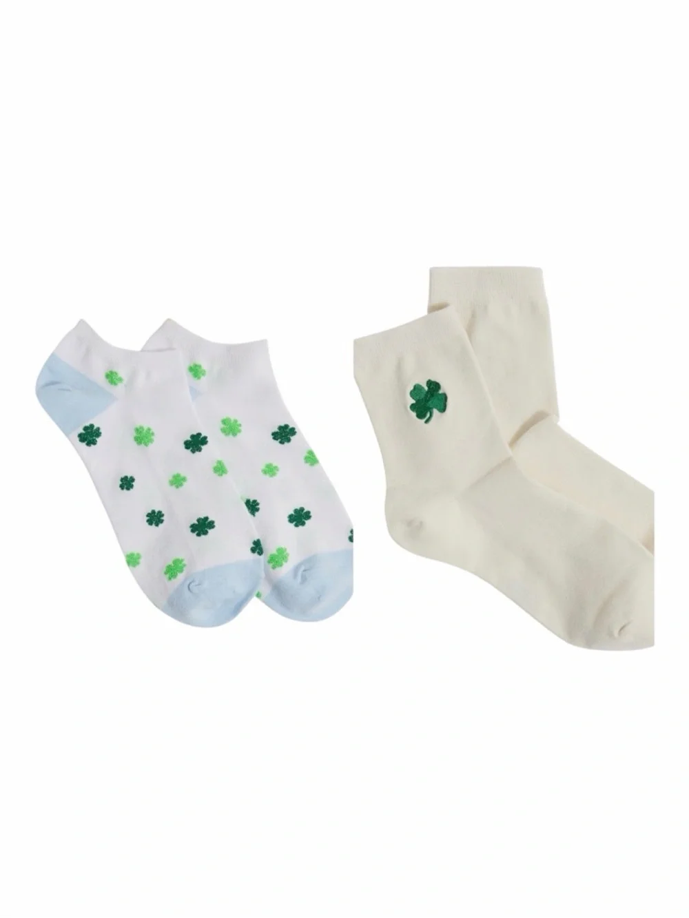 NWT! Lot of (2) J. Crew Lucky 4-Leaf Clover Socks. One Size.